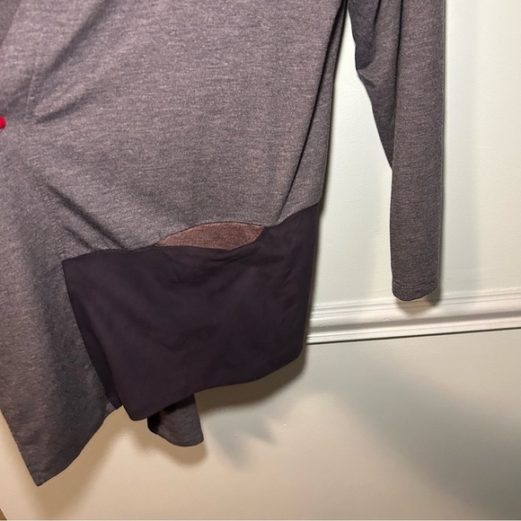 LOGO Lounge Purple Plum Asymmetrical Draped Open Front Cardigan Size XL - Picture 5 of 10